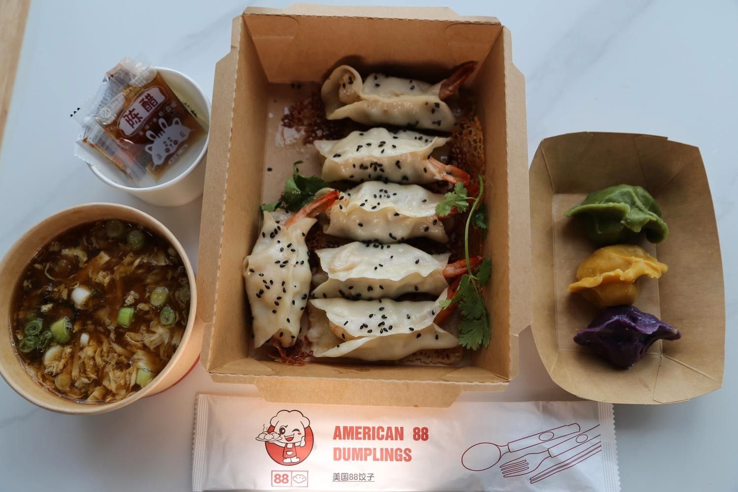 A. Signature Prawn Pot Stickers (6 Pcs) + Thumb Size Pan Fried Bun (5Pcs) + (3 Choices)