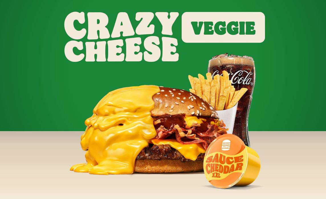 Crazy Cheese BBQ Veggie Menu + XXL Cheddar dip