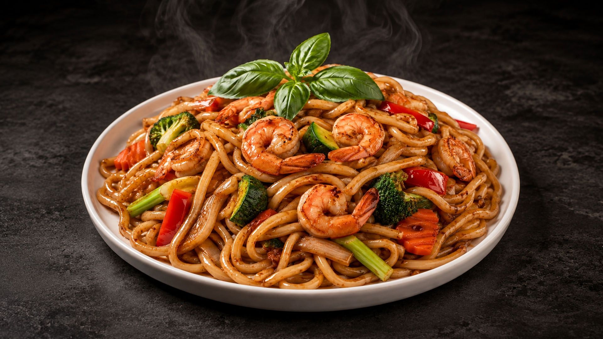 N13.Spicy Basil Udon