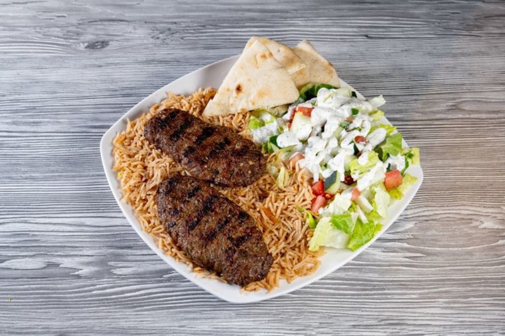 Beef and Lamb Minced (Kofta) Rice Plate