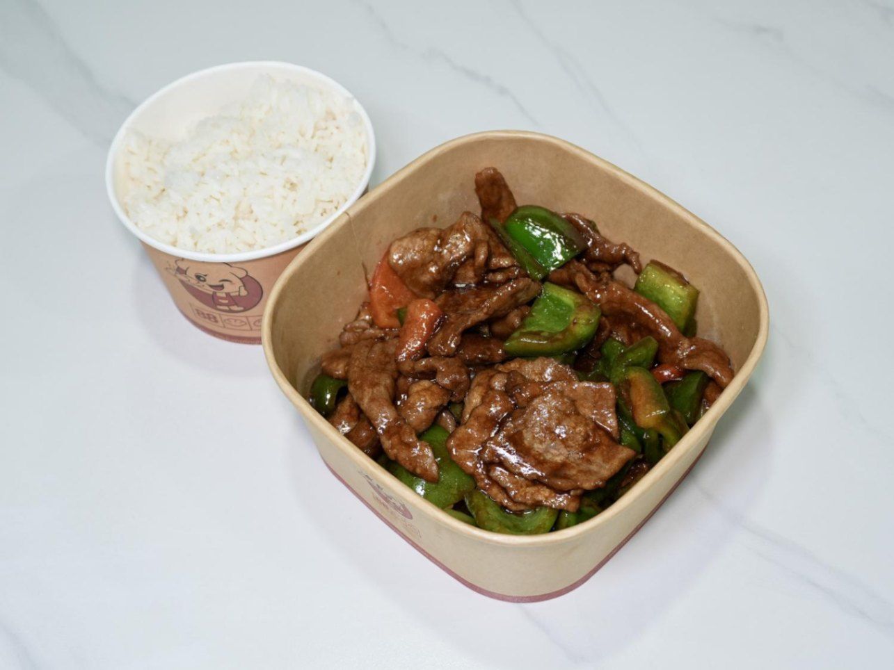 Sautéed Beef With Green Pepper 🌶️🌶️ (W. Rice)