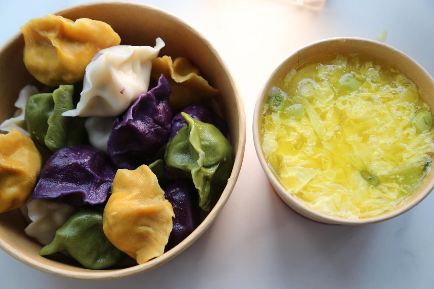 D. 12 Dumplings (Chicken Onion Mushroom, Three Delicacies, Beef&Onion, PorkCabbage) + Egg Drop Soup