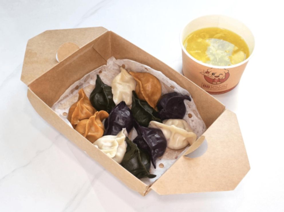 D. 12 Dumplings (Chicken Onion Mushroom, Three Delicacies, Beef&Onion, PorkCabbage) + Egg Drop Soup