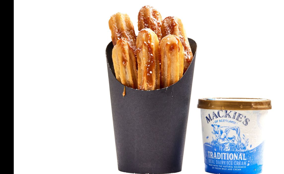 Salted Caramel Churros with Ice Cream
