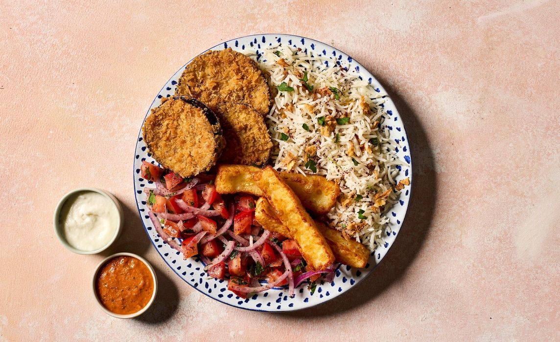 Halloumi & Aubergine Plate