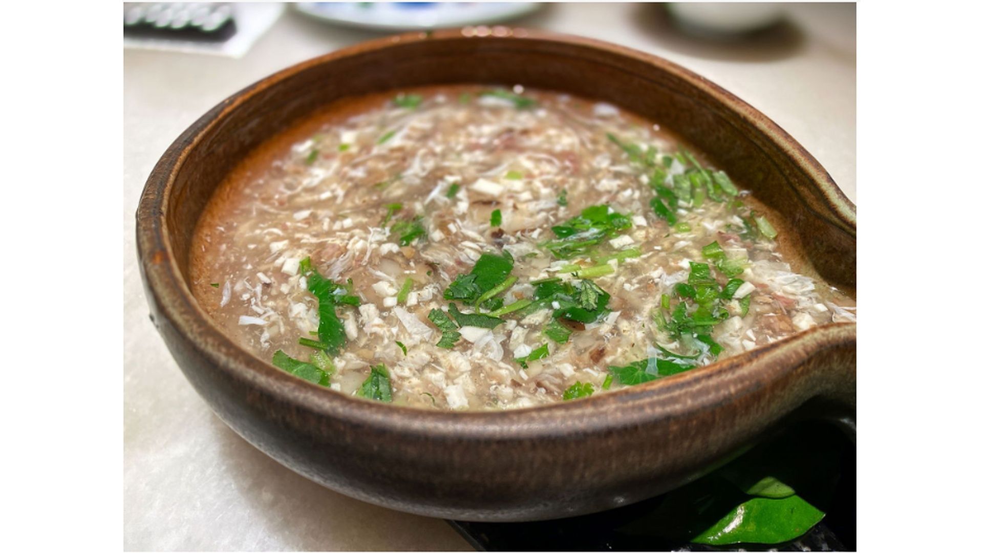 Beef Egg White Cilantro In Thick Soup-西湖牛肉羹