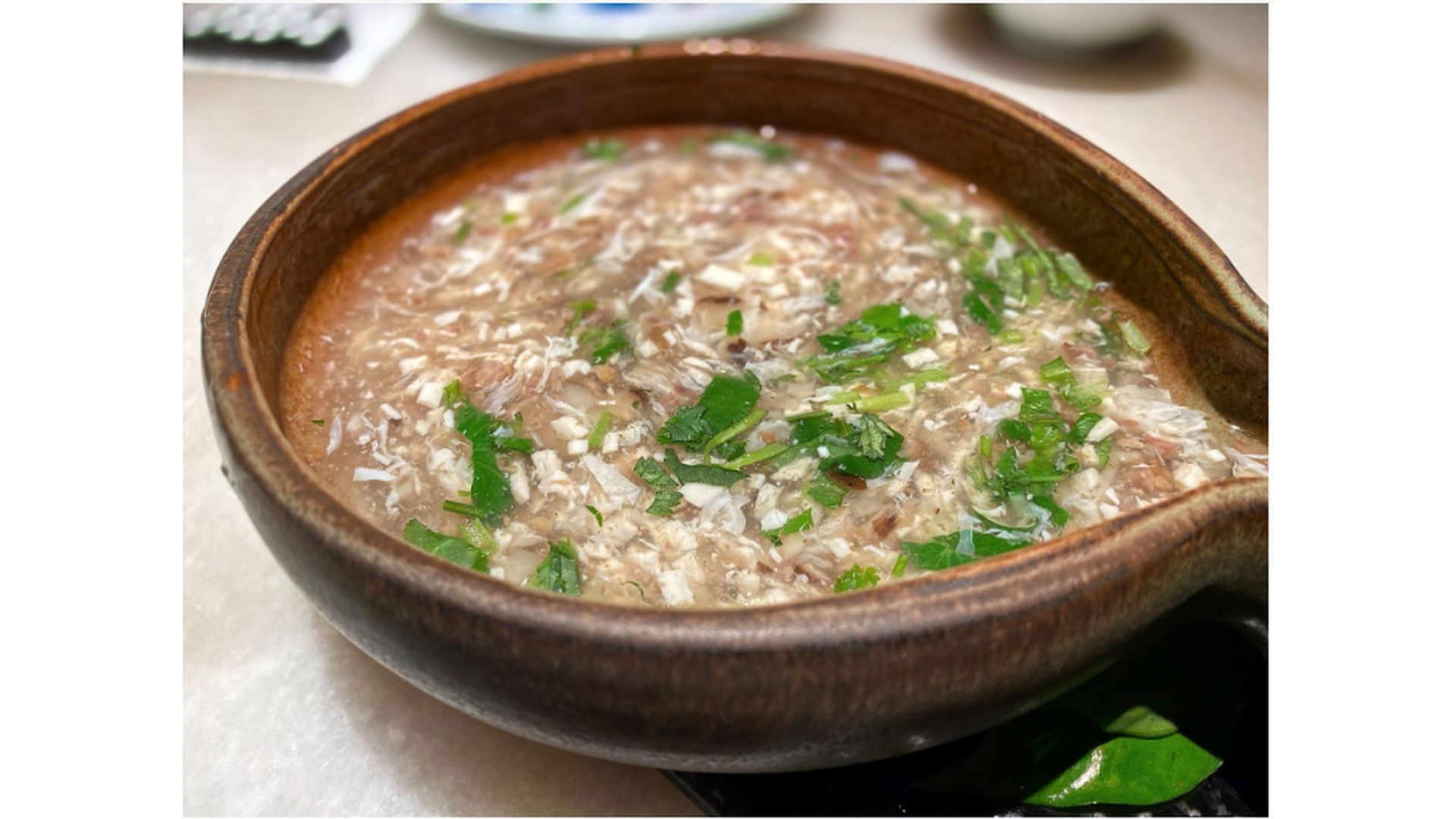 Beef Egg White Cilantro In Thick Soup-西湖牛肉羹