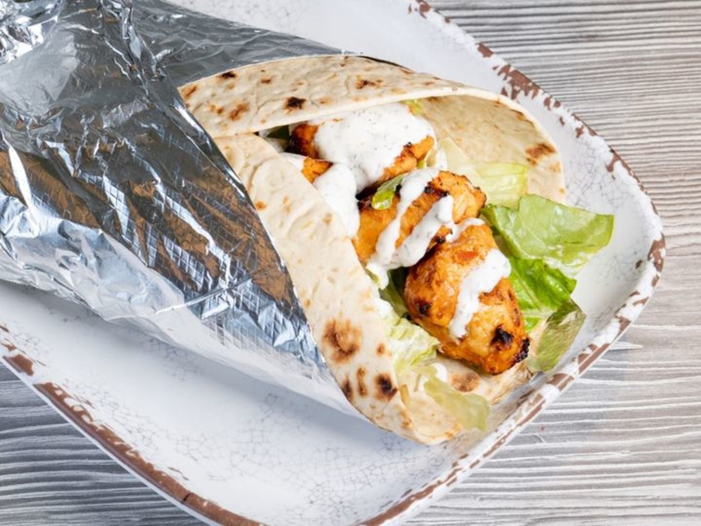 Smokey Buffalo Rub Chicken Kabob Wrap