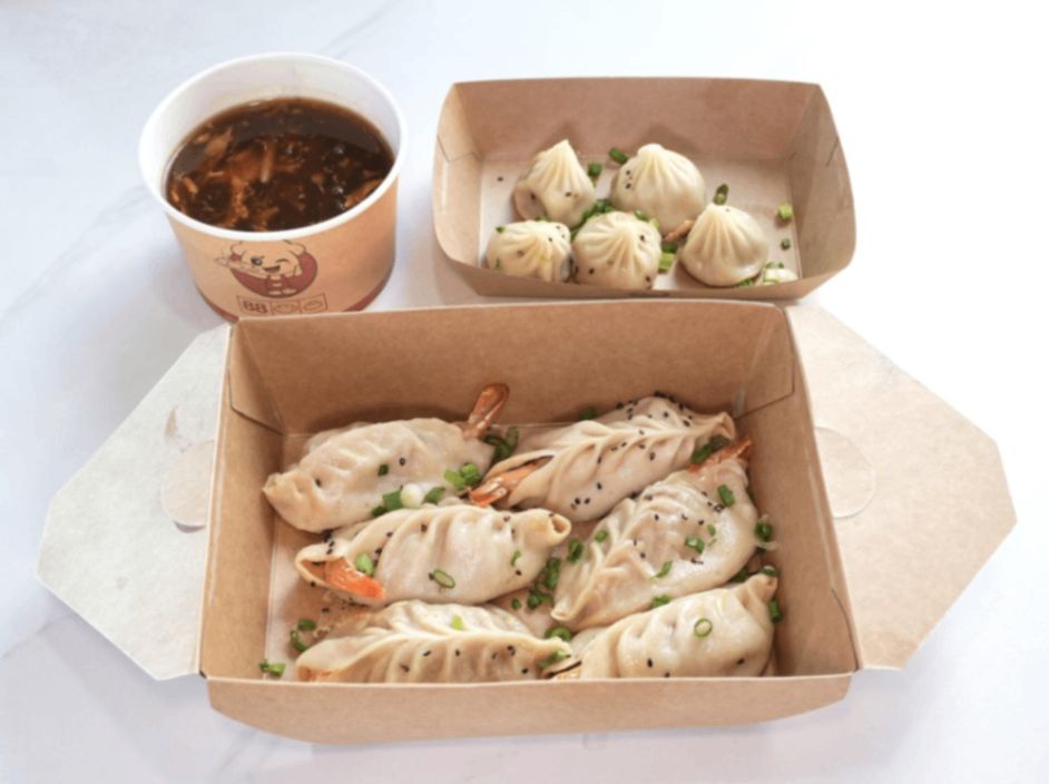 A. Signature Prawn Pot Stickers (6 Pcs) + Thumb Size Pan Fried Bun (5Pcs)